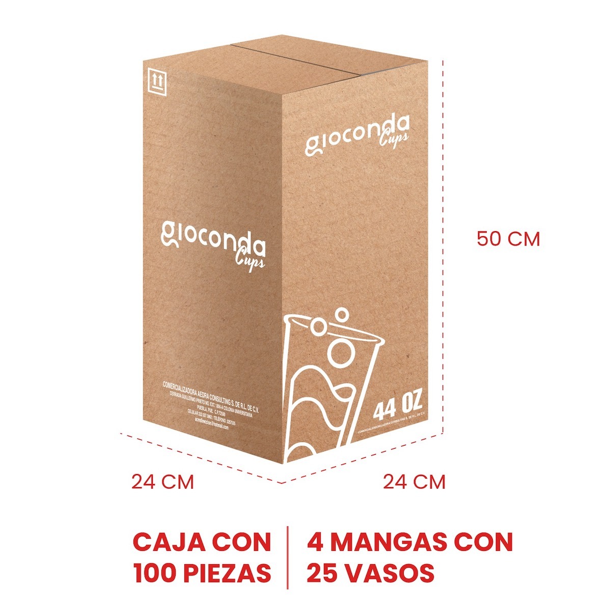 Vaso De Papel Encerado Desechable 44oz (100pz) Cerve/refres