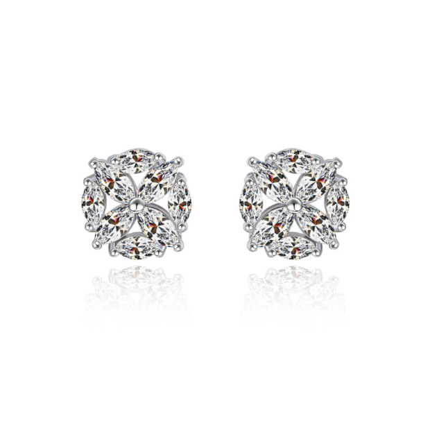 Aretes Micro Pave Zirconia Cúbica, Mujer Rodio