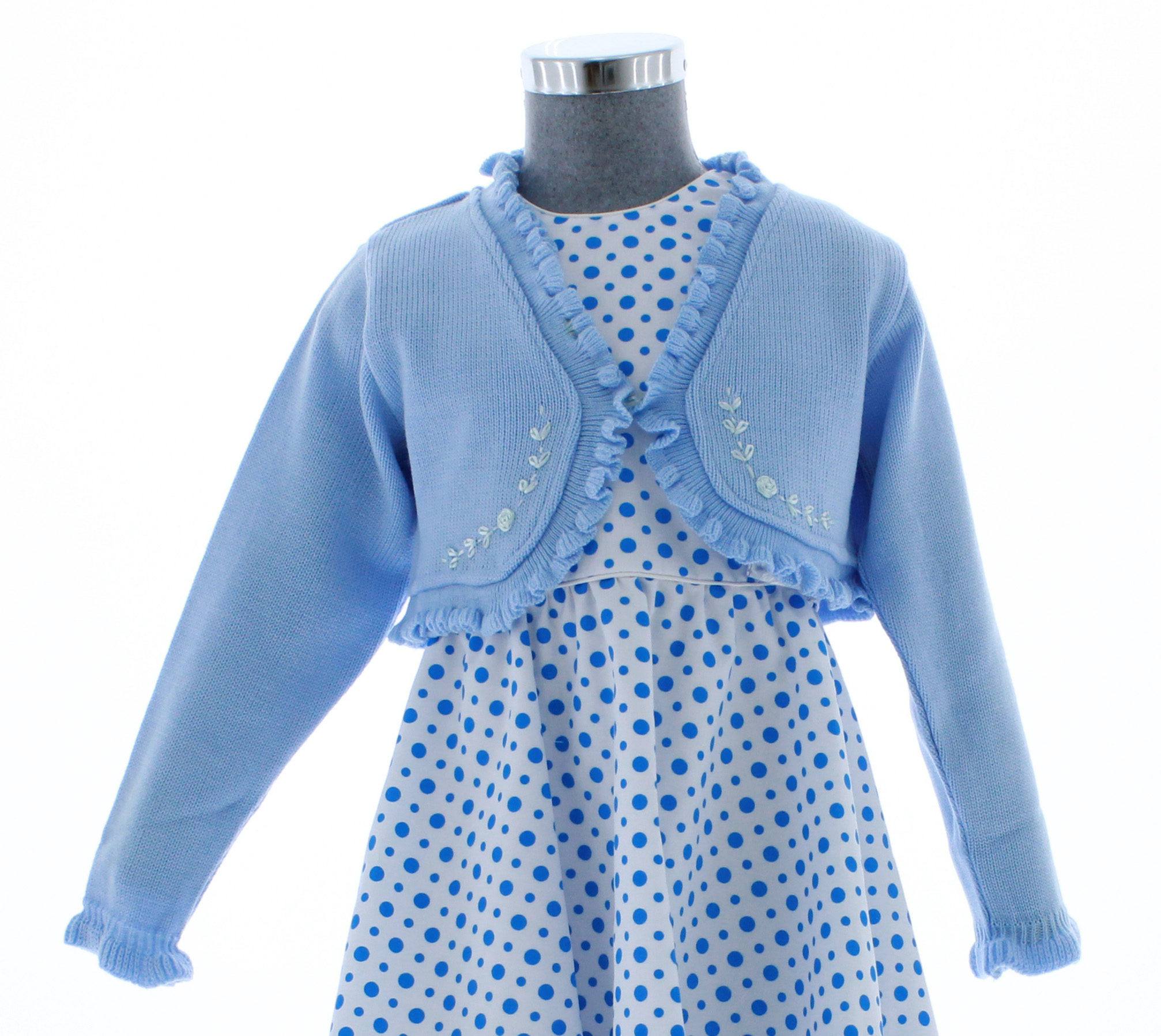 Sueter Niña Bolero Azul Cielo Tejido 3026 2 a 14 Años.