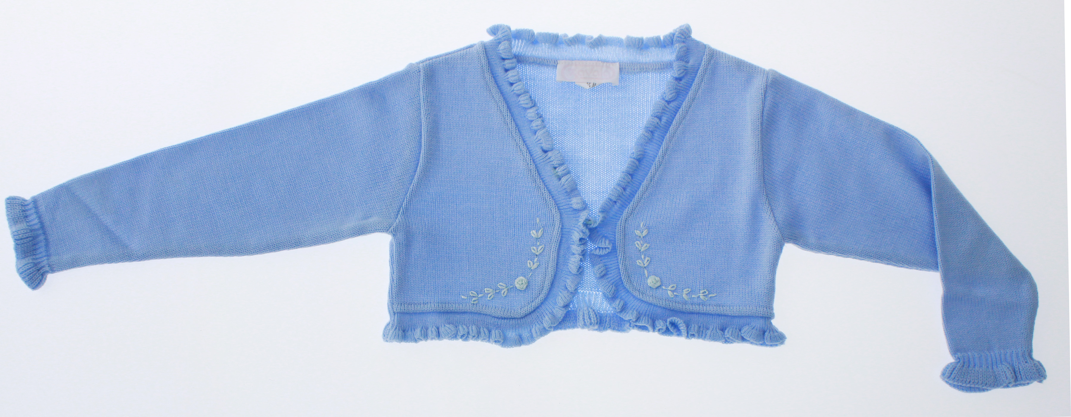 Sueter Niña Bolero Azul Cielo Tejido 3026 2 a 14 Años.