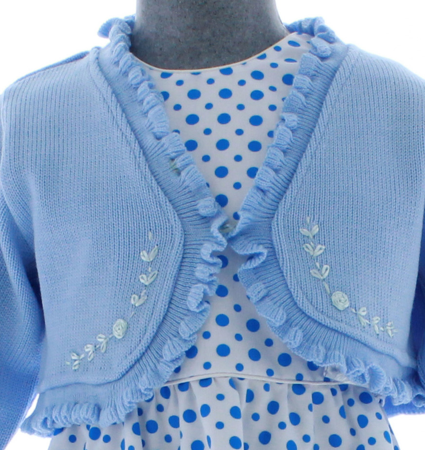 Sueter Niña Bolero Azul Cielo Tejido 3026 2 a 14 Años.