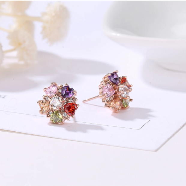 Aretes Mujer Zirconia Cúbica, Oro Laminado tono Rose-gold