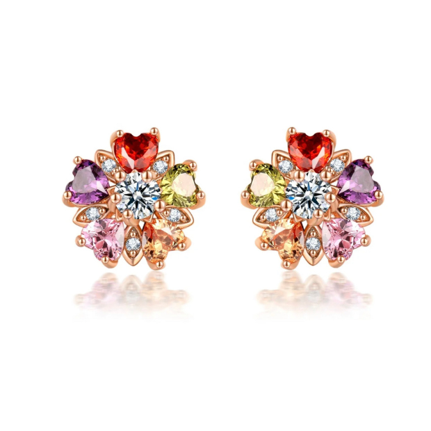 Aretes Mujer Zirconia Cúbica, Oro Laminado tono Rose-gold