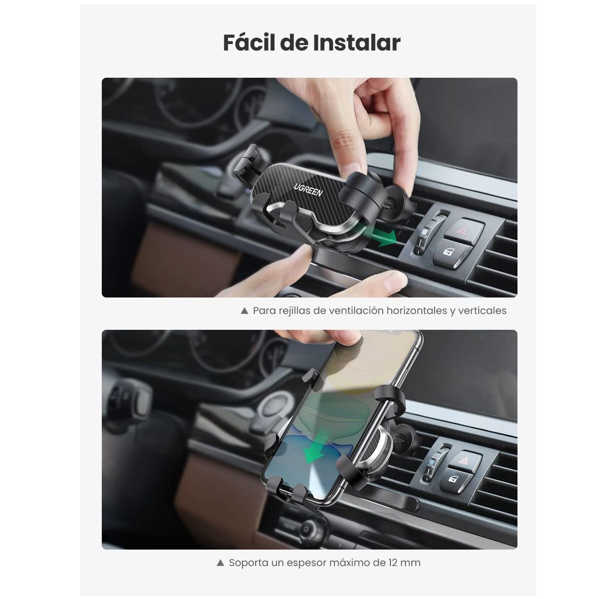 Soporte de Regilla De Auto Para Celular Ugreen 80871 Negro