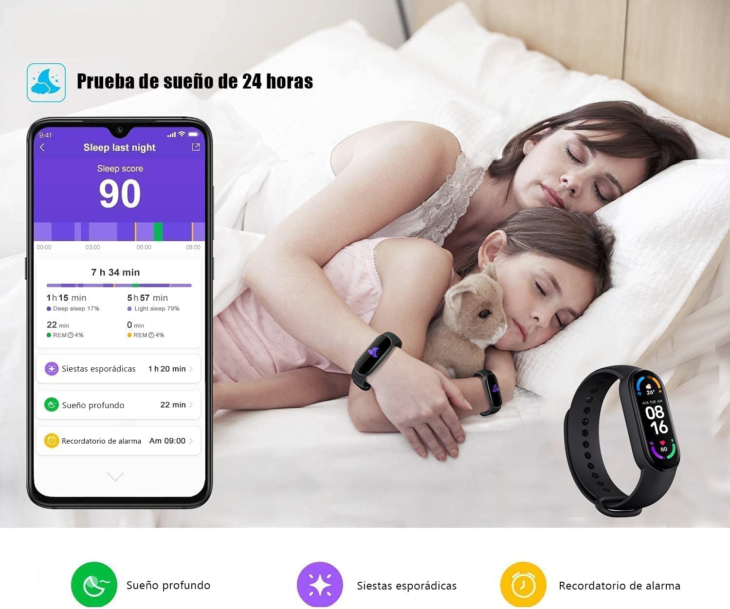 Smart Band M6 Fitness Tracker, Activity Tracker Fitness Smart Wristband con Monitor de Frecuencia Cardíaca, Pulseras Inteligentes con Monitor de Presión Arterial para Hombres y Mujeres Compatibles con Android e iOS