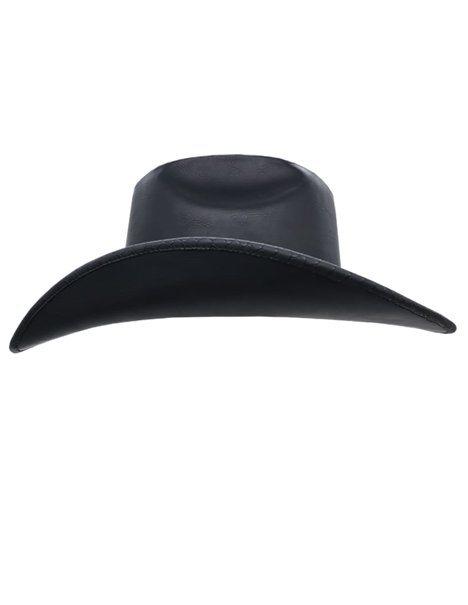 Sombrero Vaquero Texana California Hombre Mujer Piel Vegana Vibora Vintage Negro