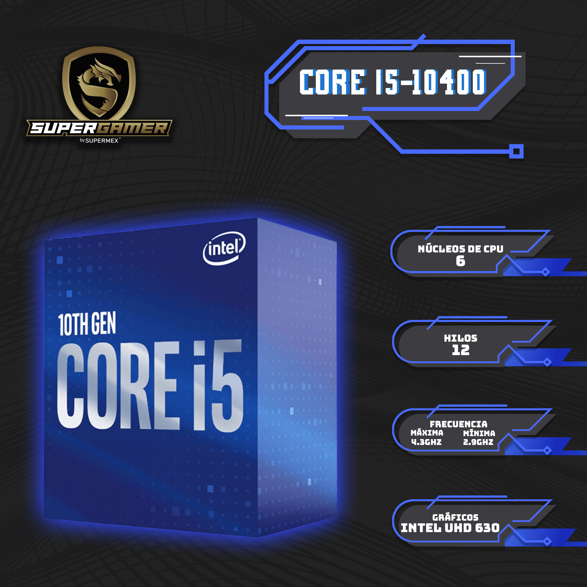 PC GAMER GRIZZLY INTEL CORE I5 10400 4.30GHZ B560 RAM 16GB SSD 480GB 550W 80+ SG-IC049