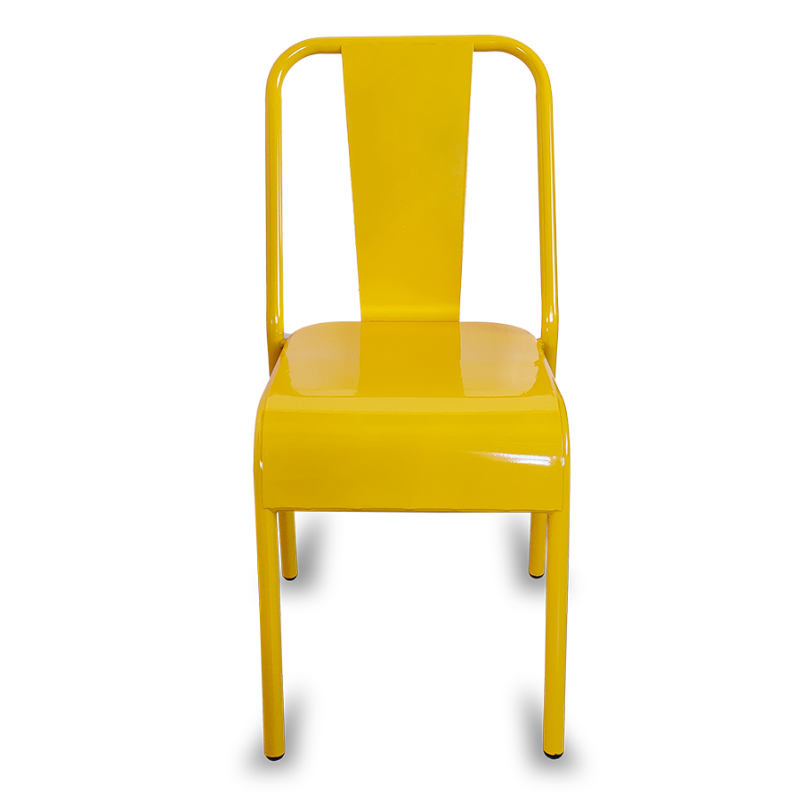 Sillas metálicas para restaurante, cafetería o comedor modelo Nisso asiento de lamina respaldo de Metal con lamina