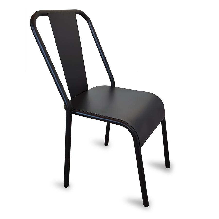 Sillas metálicas para restaurante, cafetería o comedor modelo Nisso asiento de lamina respaldo de Metal con lamina