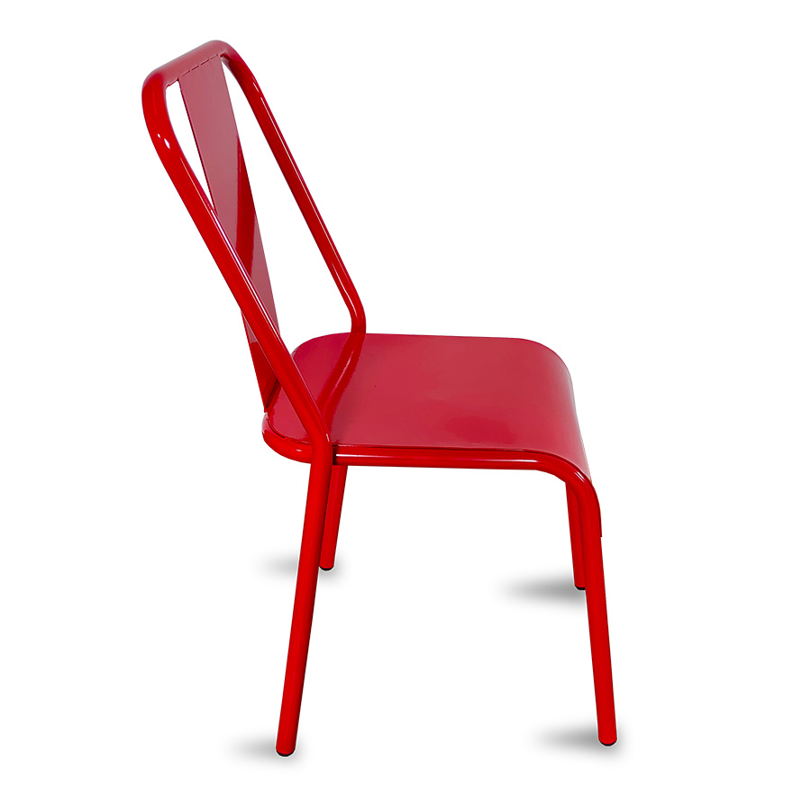Sillas metálicas para restaurante, cafetería o comedor modelo Nisso asiento de lamina respaldo de Metal con lamina