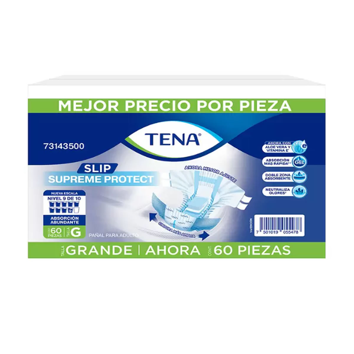 Pañal para Adulto Grande Tena Slip Supreme 60 pzas