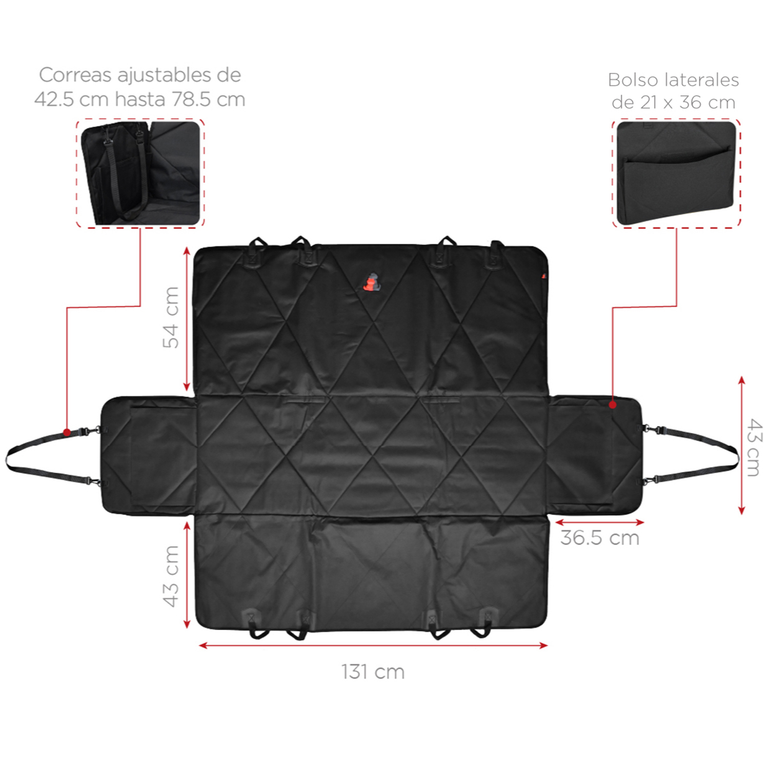 Cubre Asientos Auto para Perro, Protector Asientos, Mascota, Marca Red Baboon