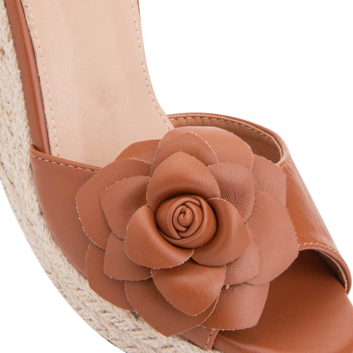 Sandalias de plataforma de yute con flor al frente, marca Vi Line, para mujer, mod. 1027804