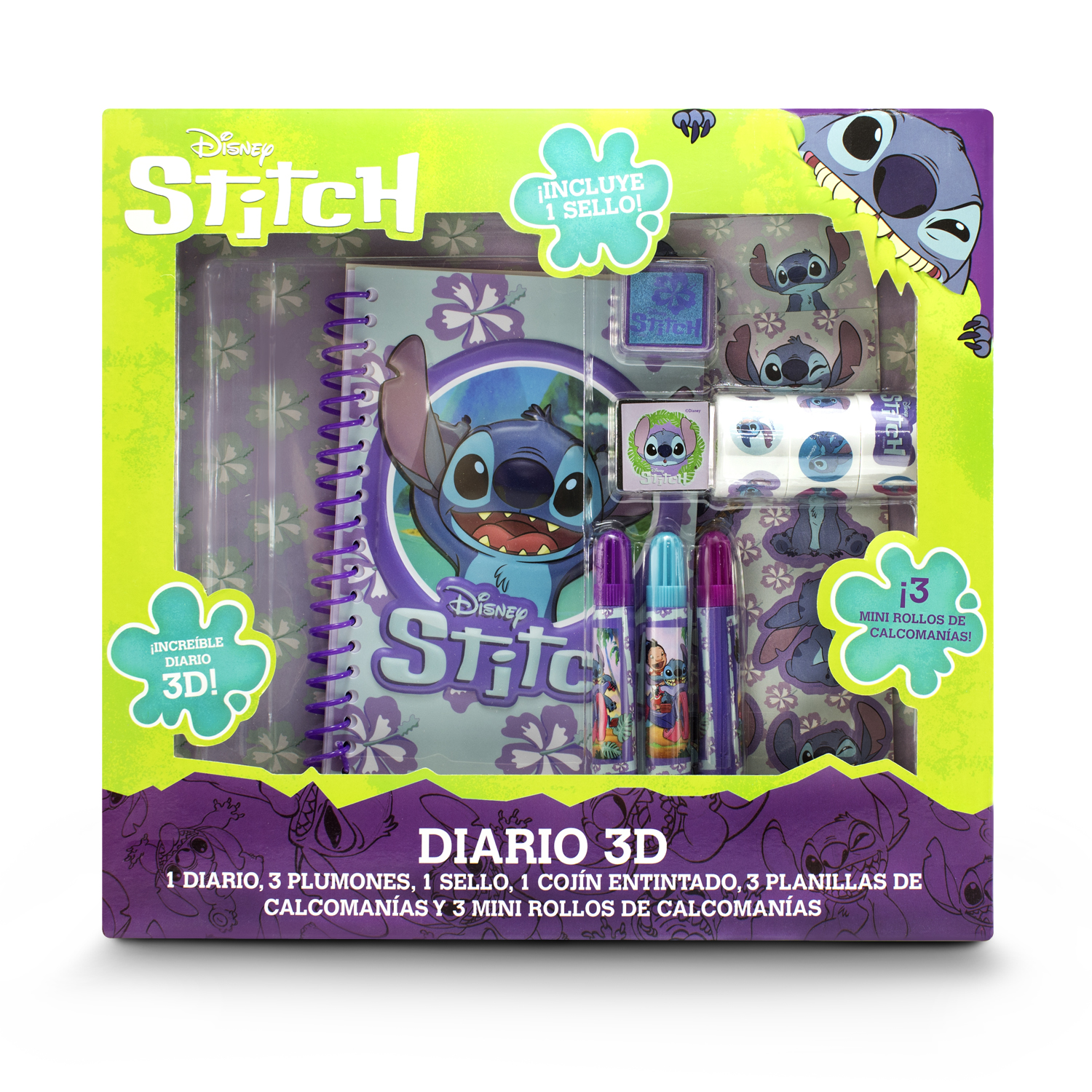 Diario 3D de Stitch para niños librera para dibujar