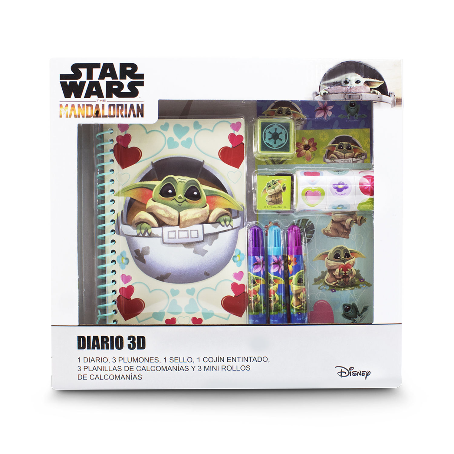 Mini libreta diario para niños Baby Yoda Star Wars con plumones
