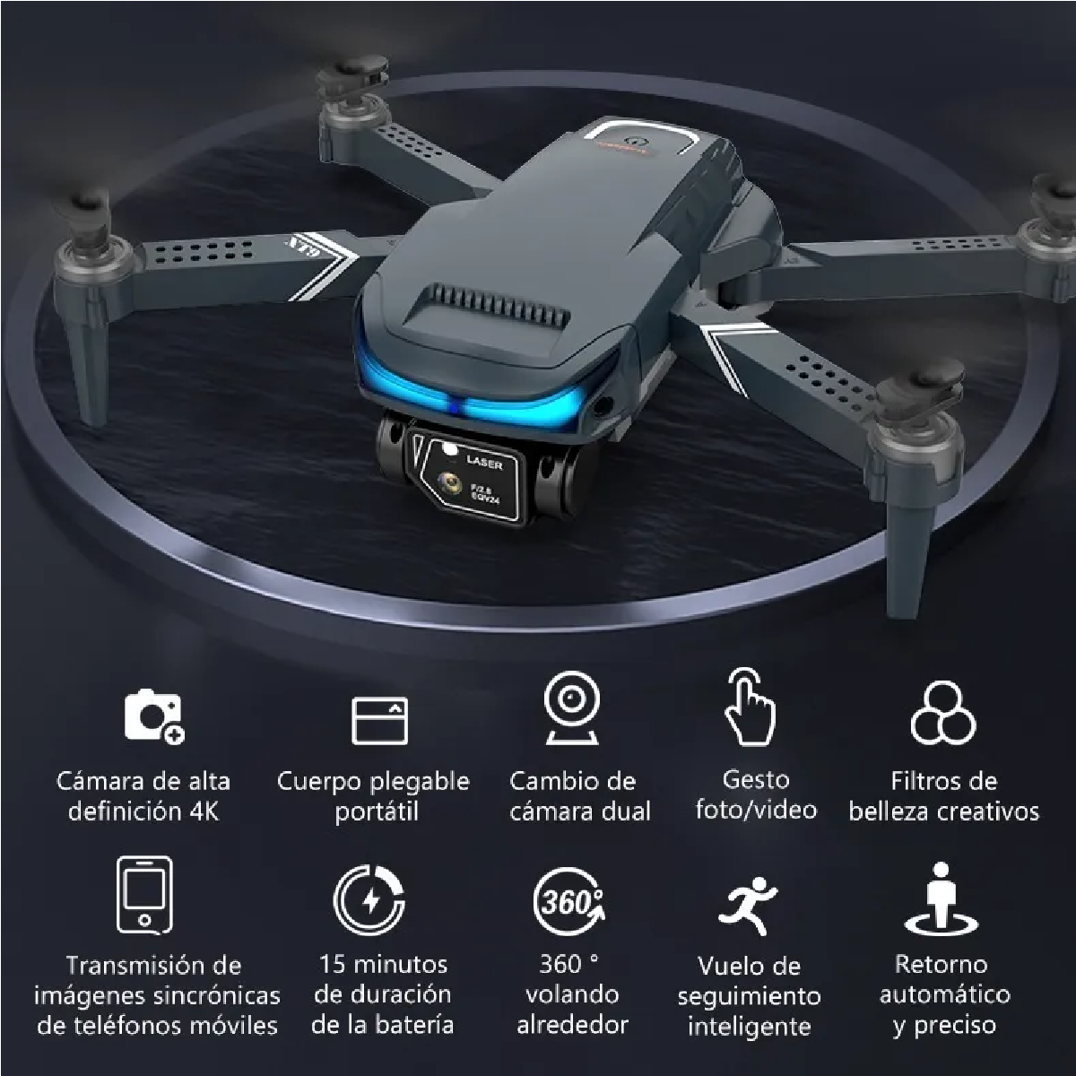 Dron Cuadricóptero A Control Remoto C/cámara 4k Hd