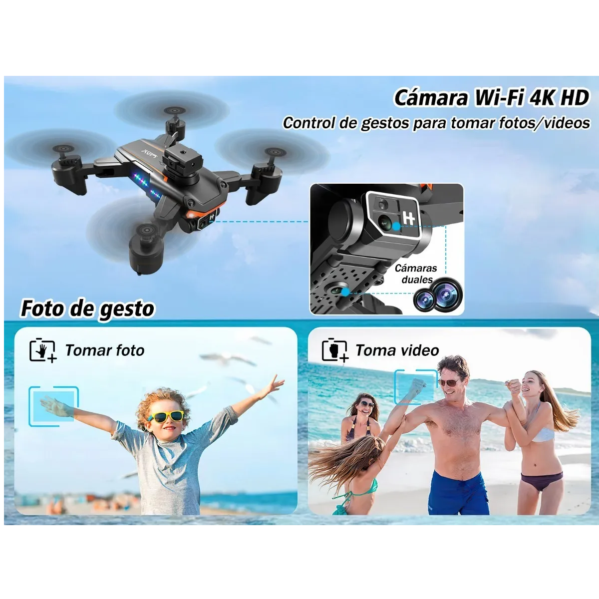 Mini Dron Con Cámara Hd 4 Baterías Y Caja De Presentación