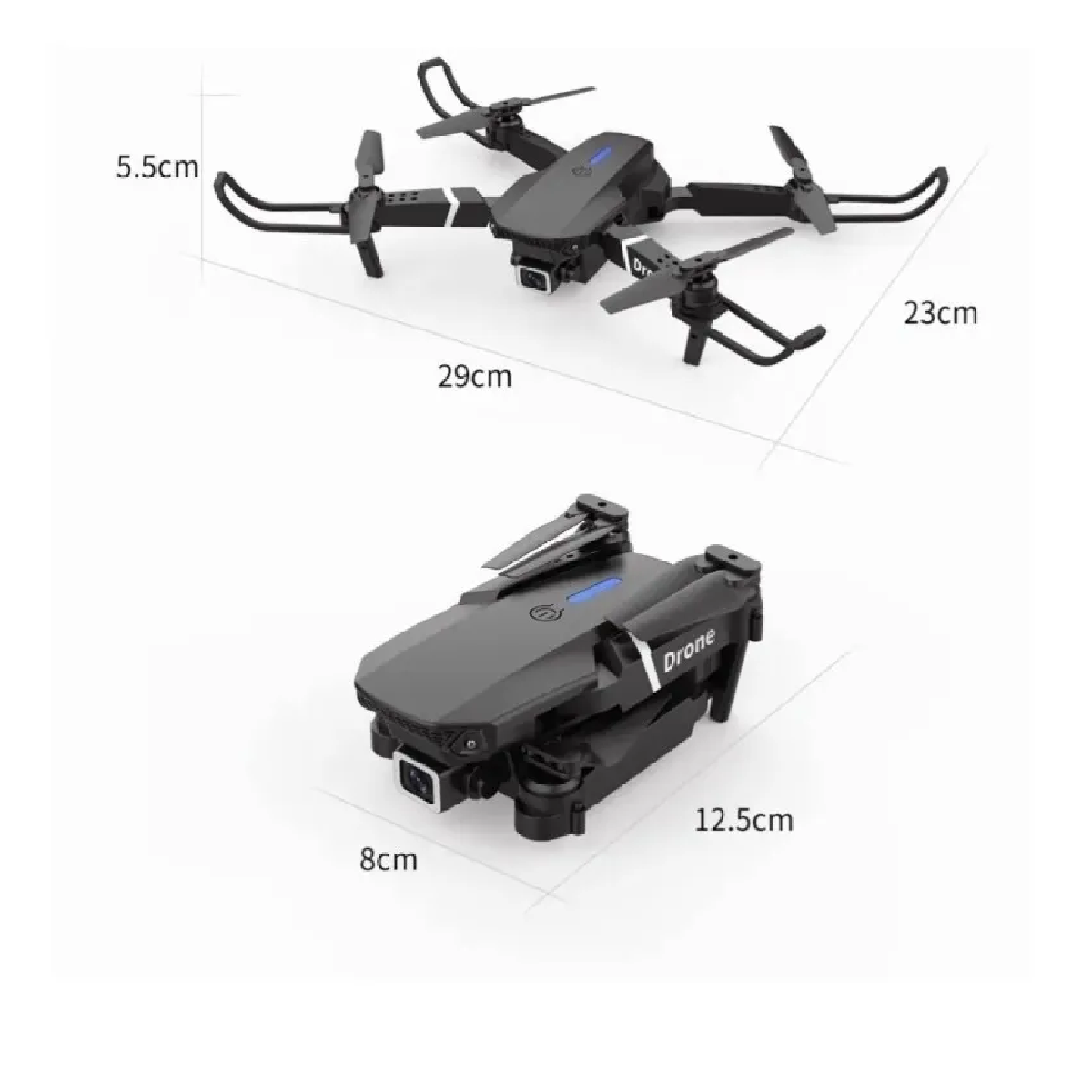 E88 Rc Drone Con Cámara 4k Quadcopter + 3 Batería Color Negro