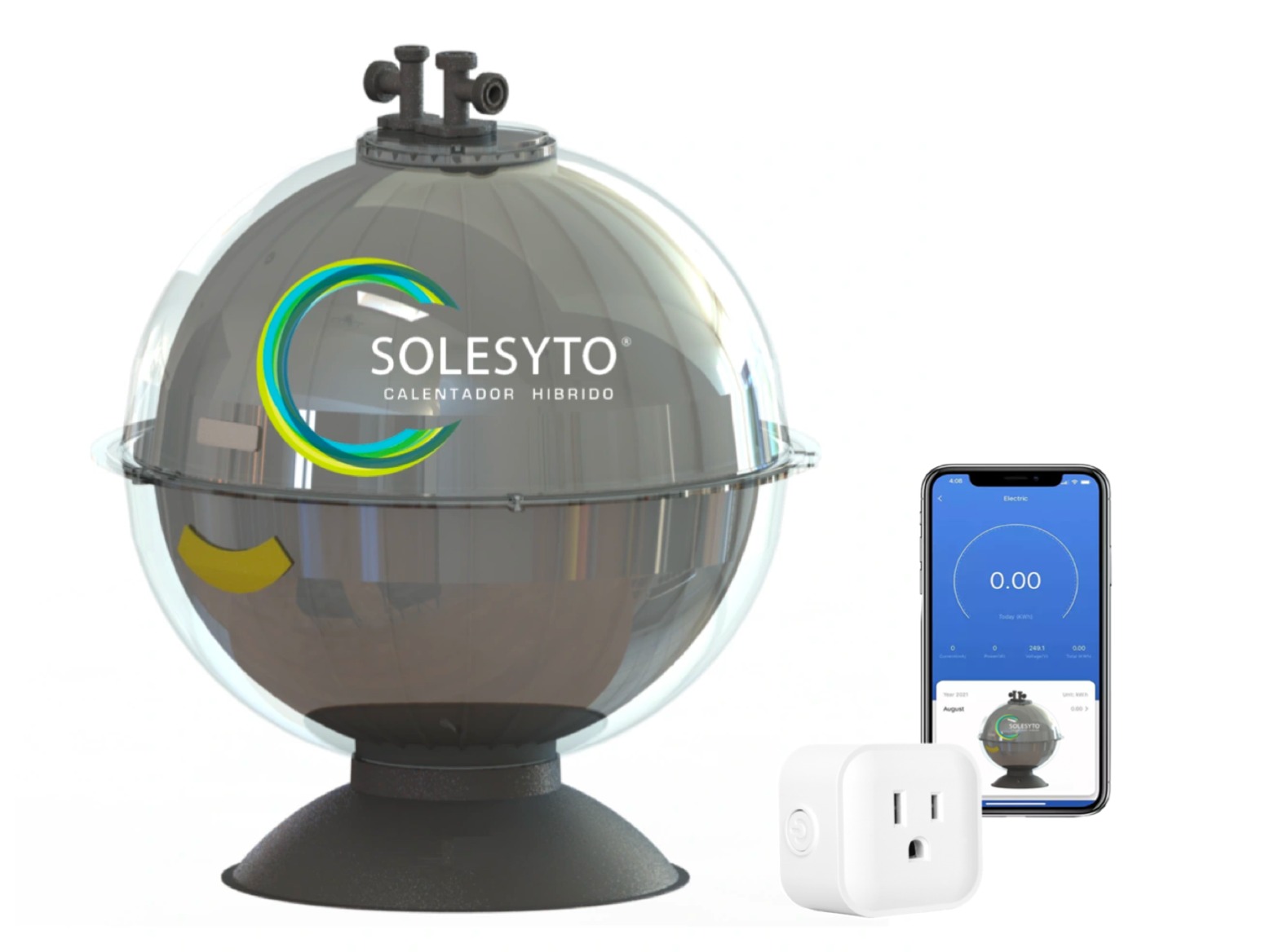 Calentador de agua solar y eléctrico SOLESYTO Hibrido Baja Presión 80 litros