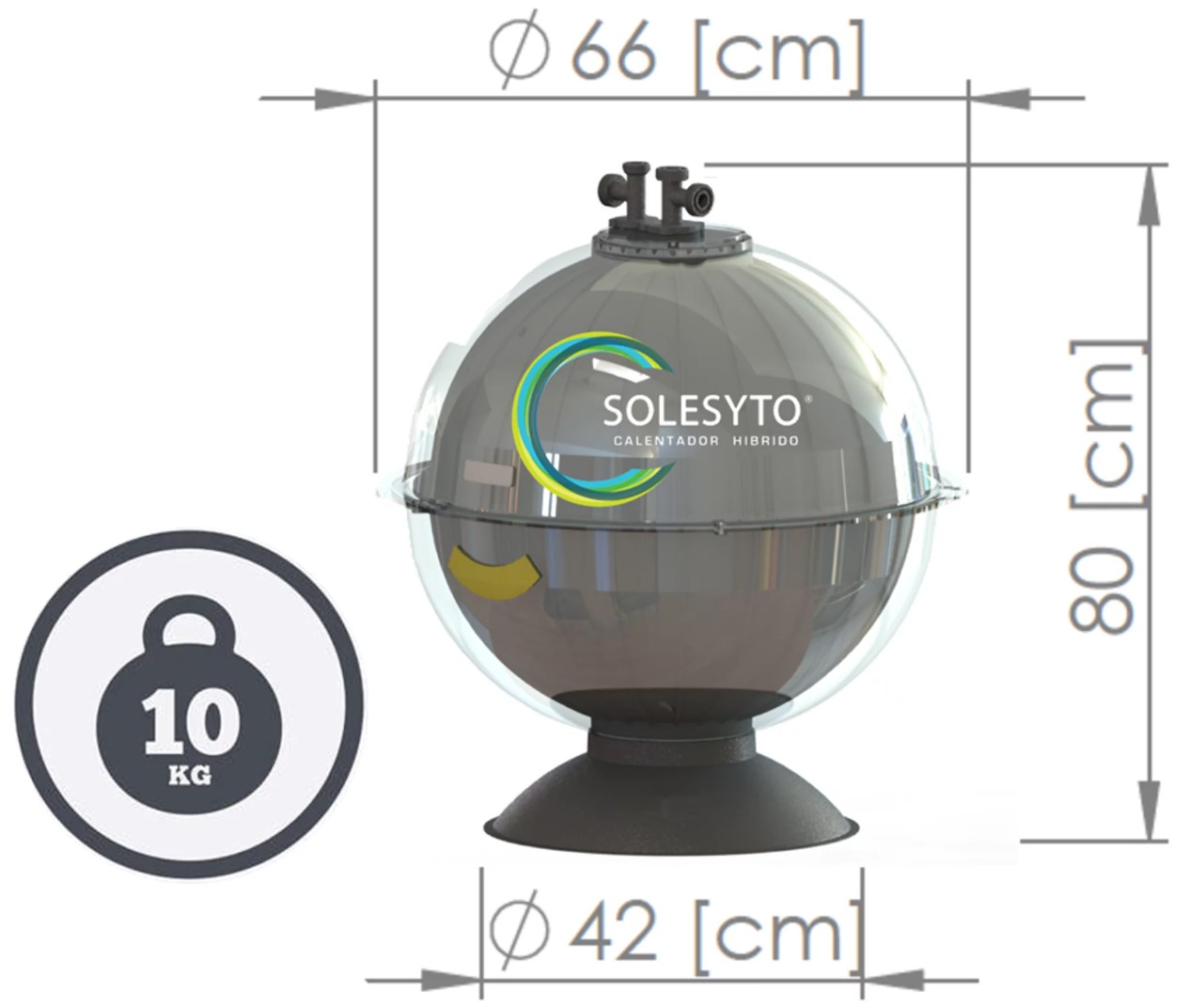 Calentador de agua solar y eléctrico SOLESYTO Hibrido Baja Presión 80 litros