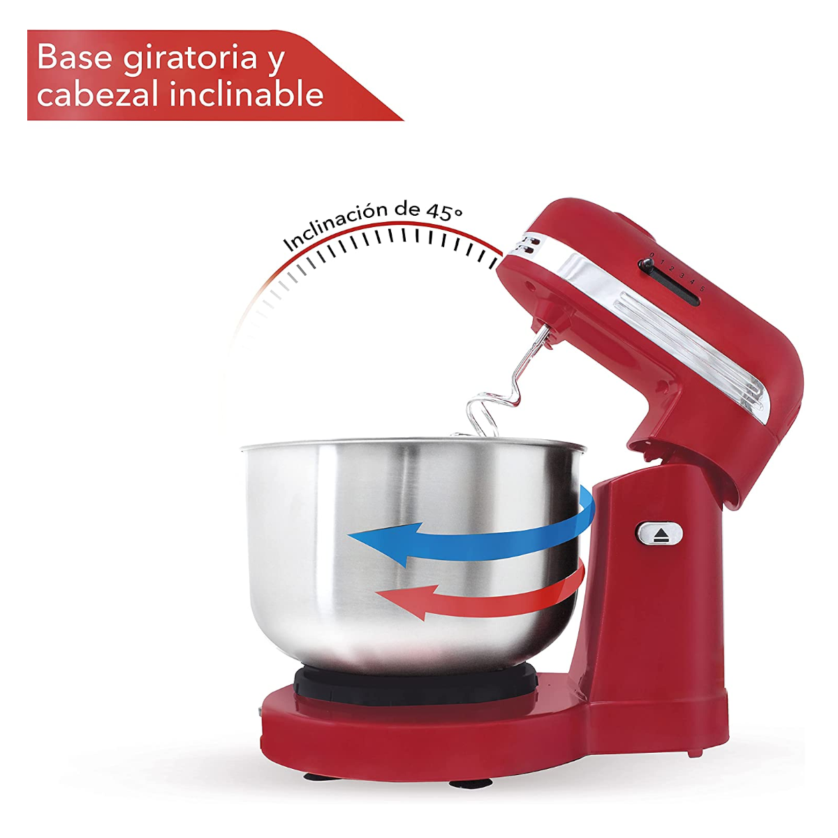 Batidora de Pedestal RCA RC-799R 5 Vel 3Lt 300W tazón Inox