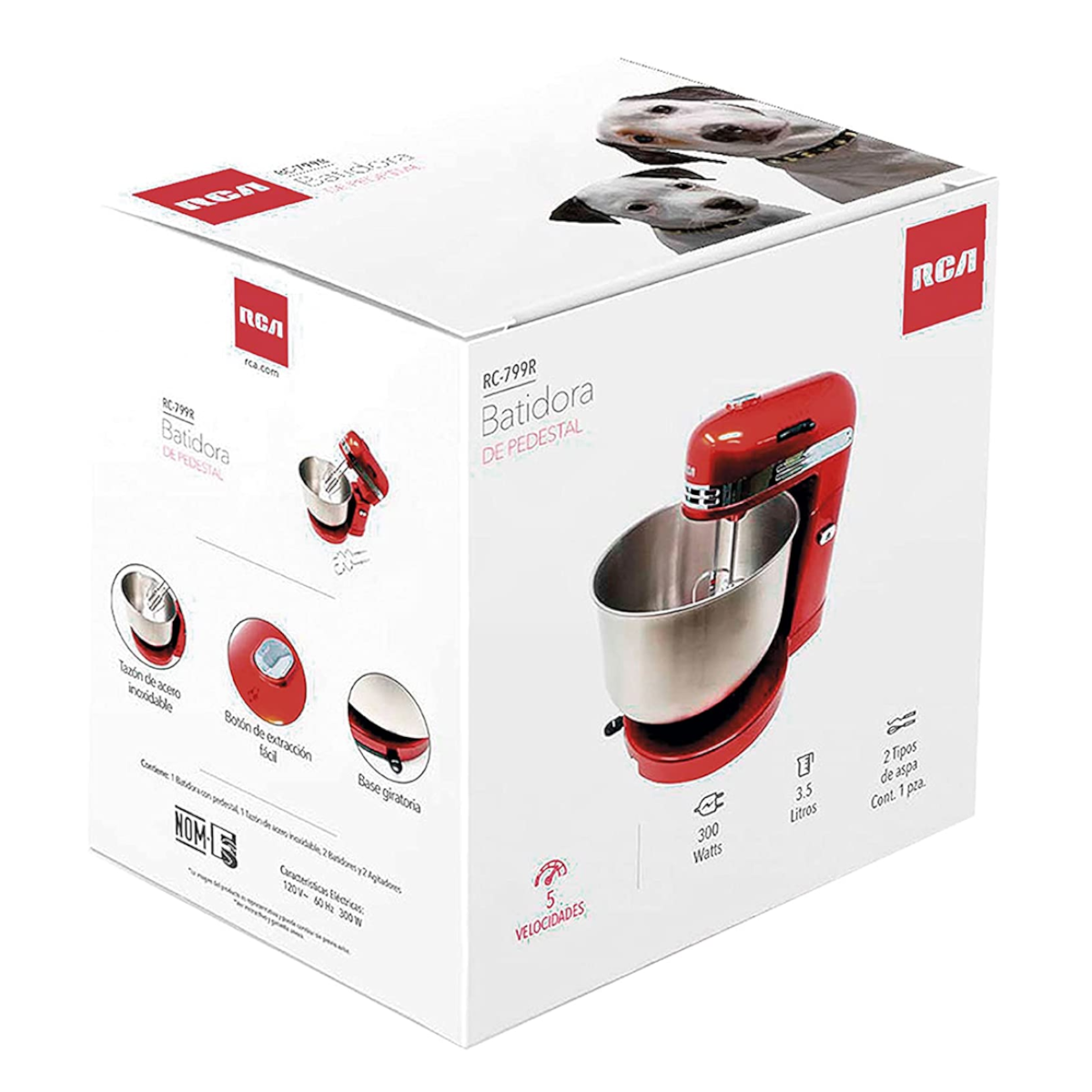 Batidora de Pedestal RCA RC-799R 5 Vel 3Lt 300W tazón Inox