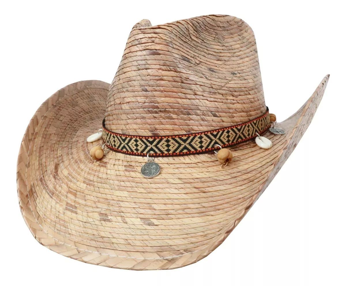 Sombrero Vaquero Trompo de Palma Natural Tipo Sahuayo Para Niños Y Niñas Fresco Y Ligero Quemado 27