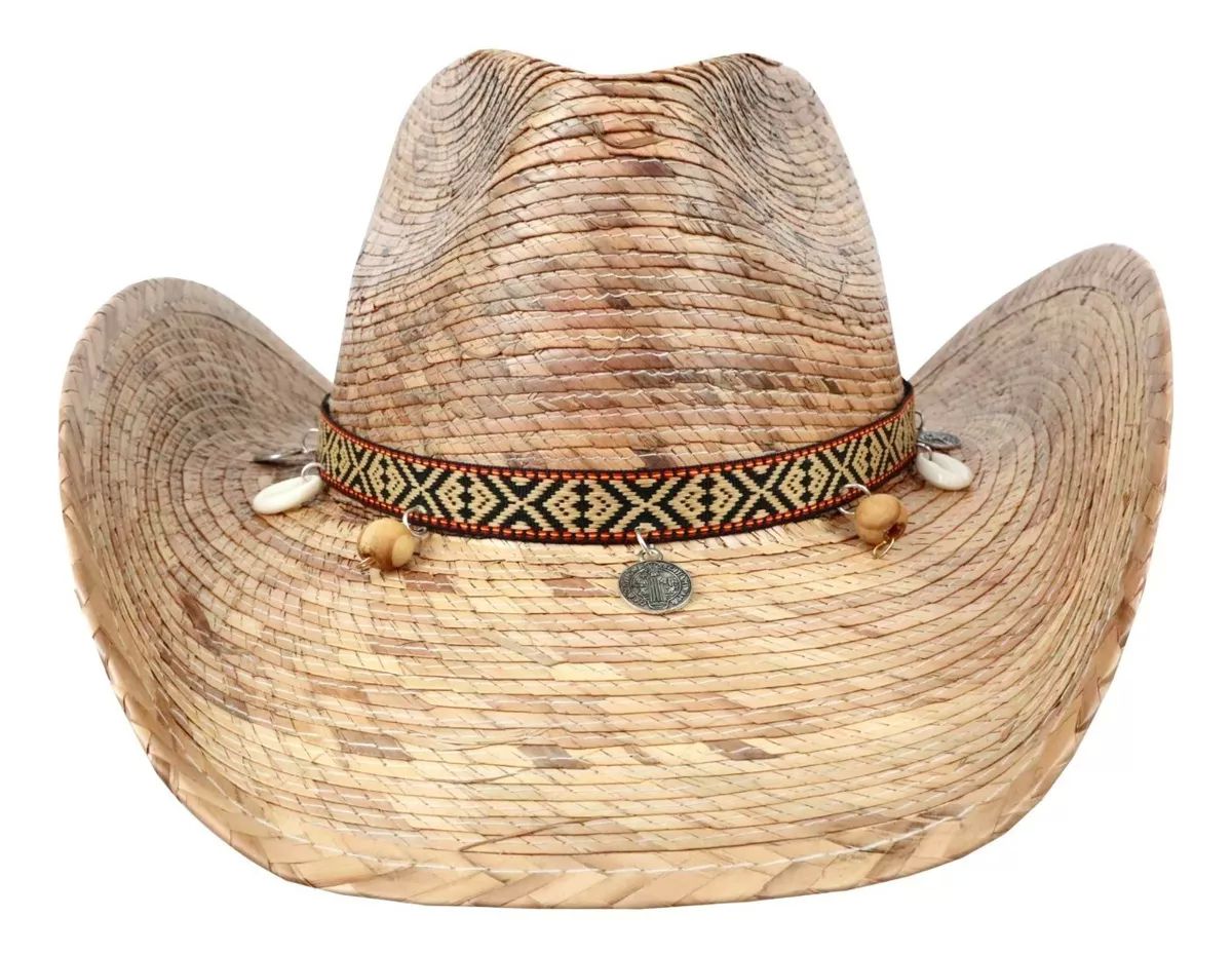 Sombrero Vaquero Trompo de Palma Natural Tipo Sahuayo Para Niños Y Niñas Fresco Y Ligero Quemado 27