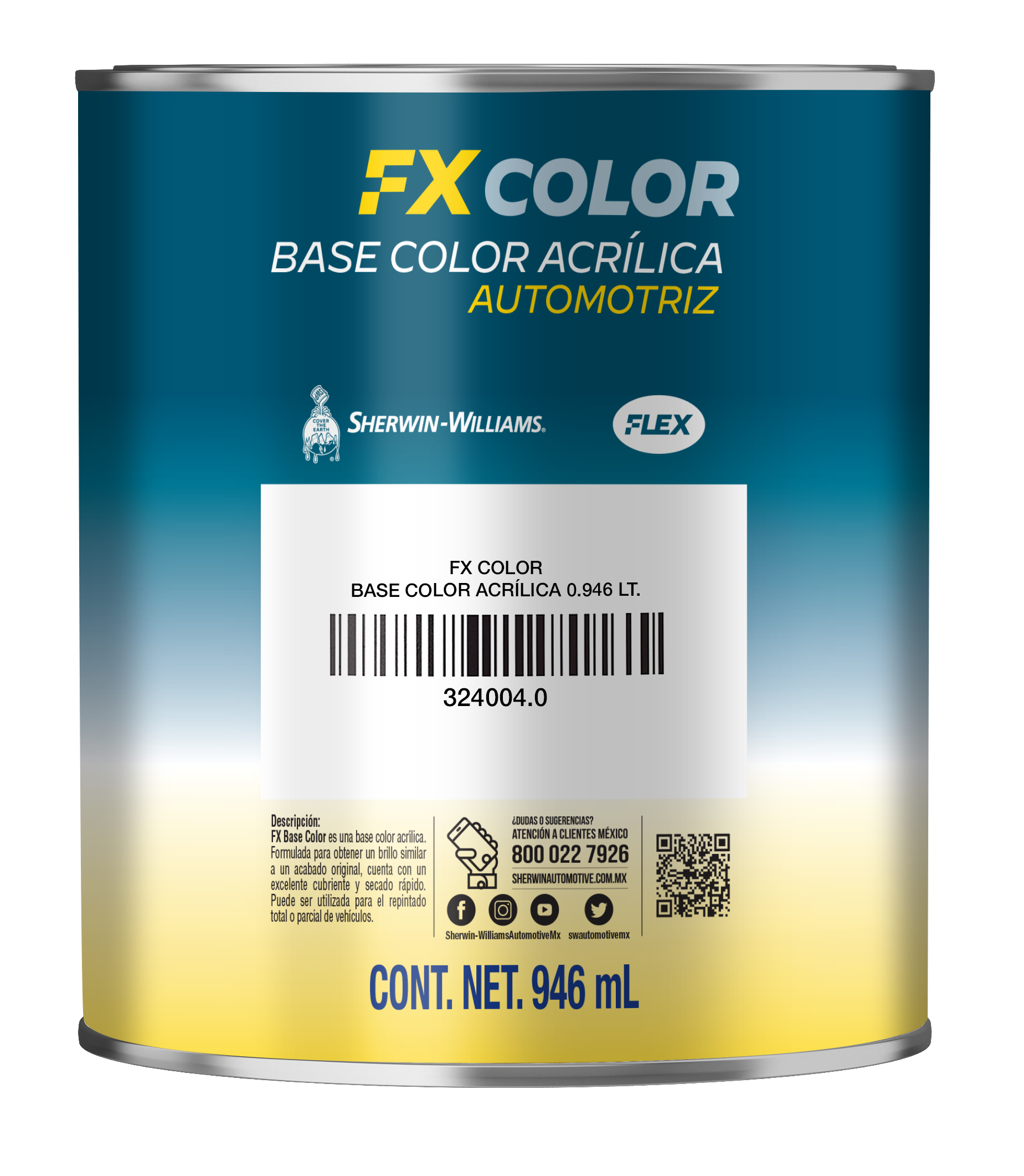 FX Base Color 1 Lt Color Café Orgánico Tono Amarillento Sherwin Williams 32408110