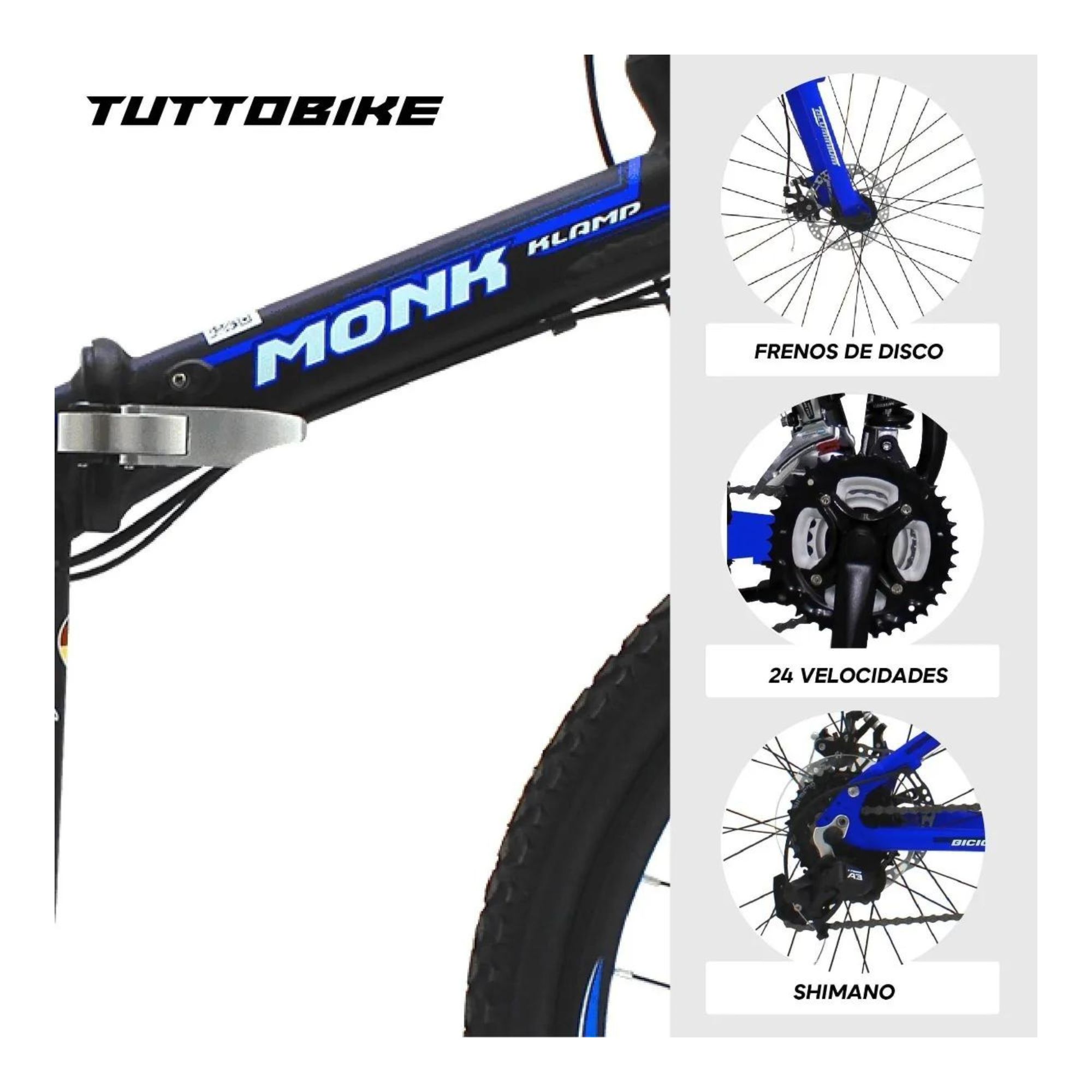 Bicicleta Klamp Monk Plegable De Doble Suspensión Rodada 26 Azul