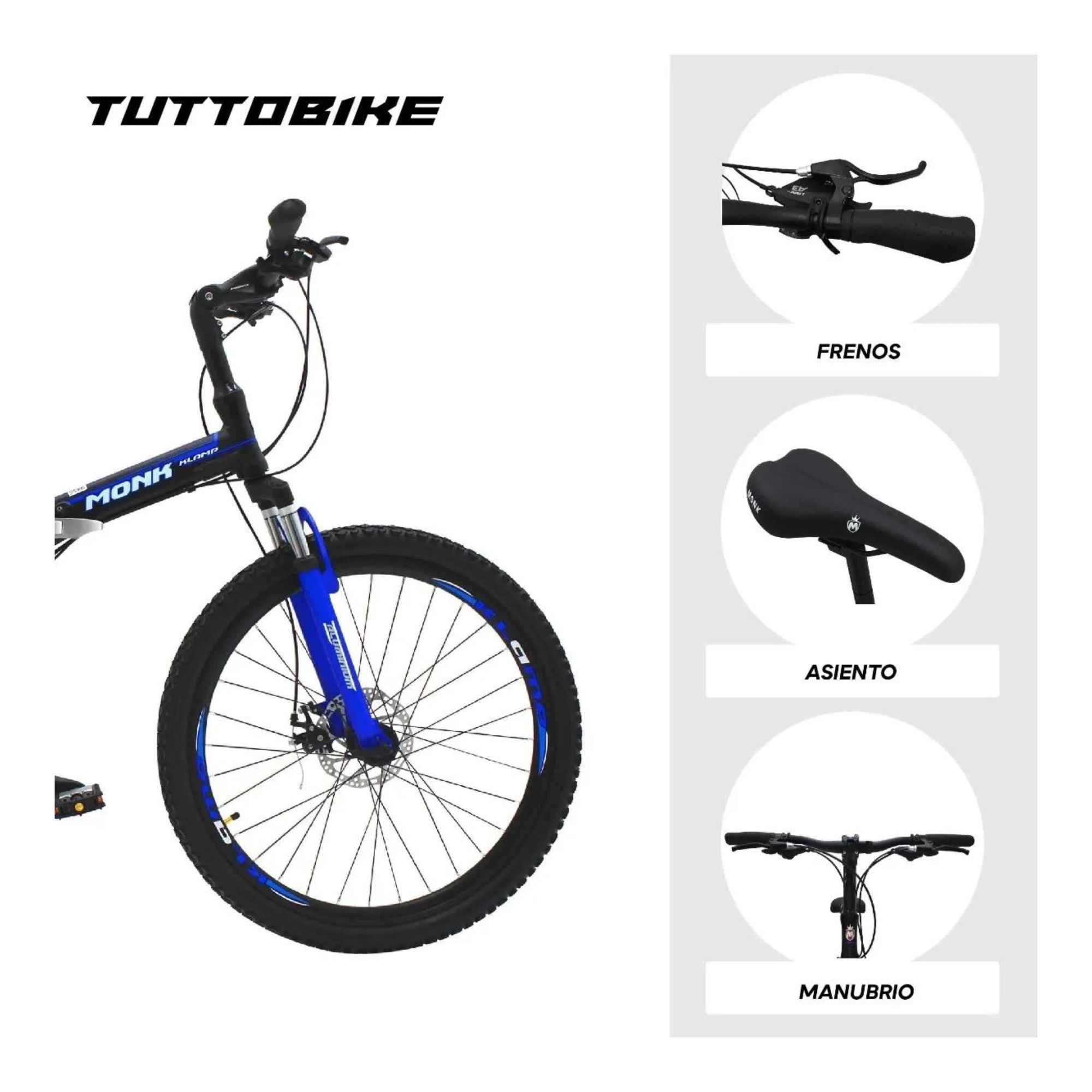 Bicicleta Klamp Monk Plegable De Doble Suspensión Rodada 26 Azul