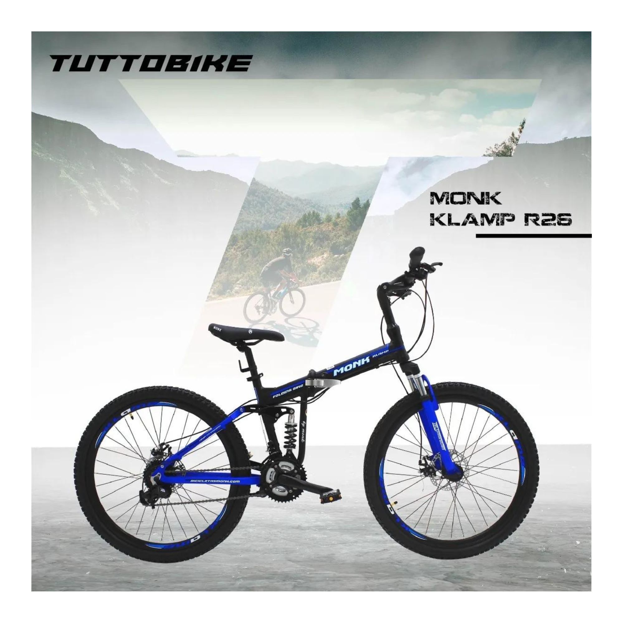 Bicicleta Klamp Monk Plegable De Doble Suspensión Rodada 26 Azul