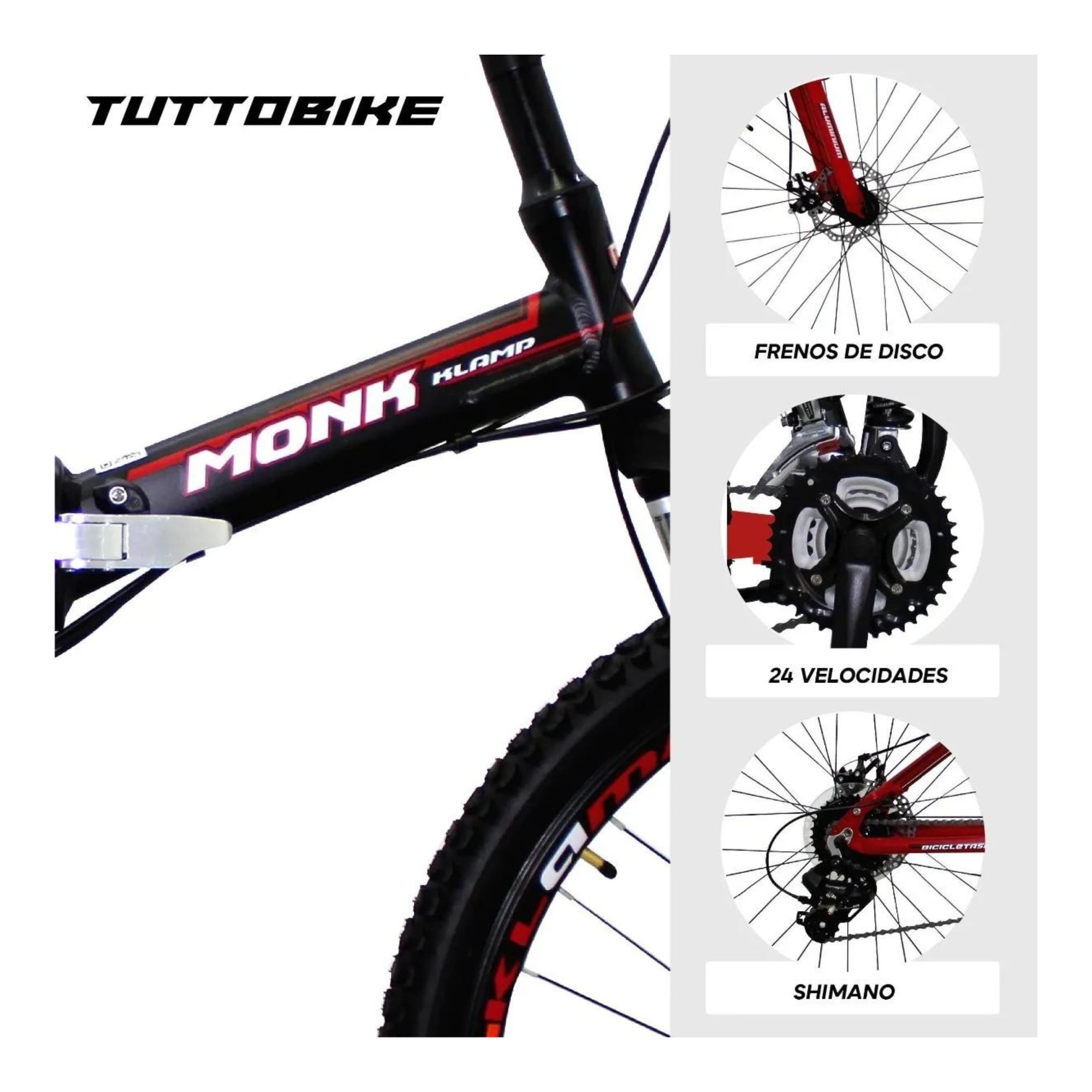 Bicicleta Klamp Monk Plegable De Doble Suspensión Rodada 26 Rojo