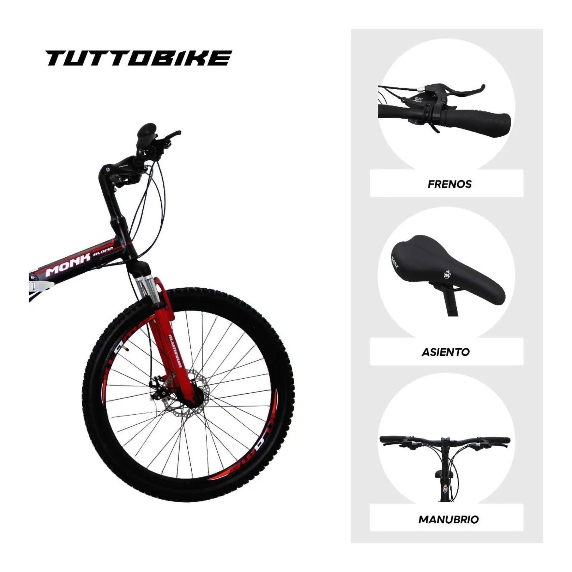 Bicicleta Klamp Monk Plegable De Doble Suspensión Rodada 26 Rojo