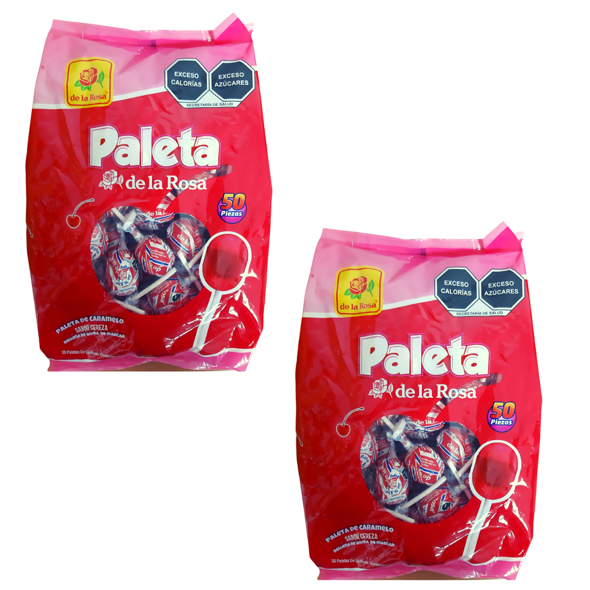 2 Pack - Paleta Jumbo Cereza 50 Piezas