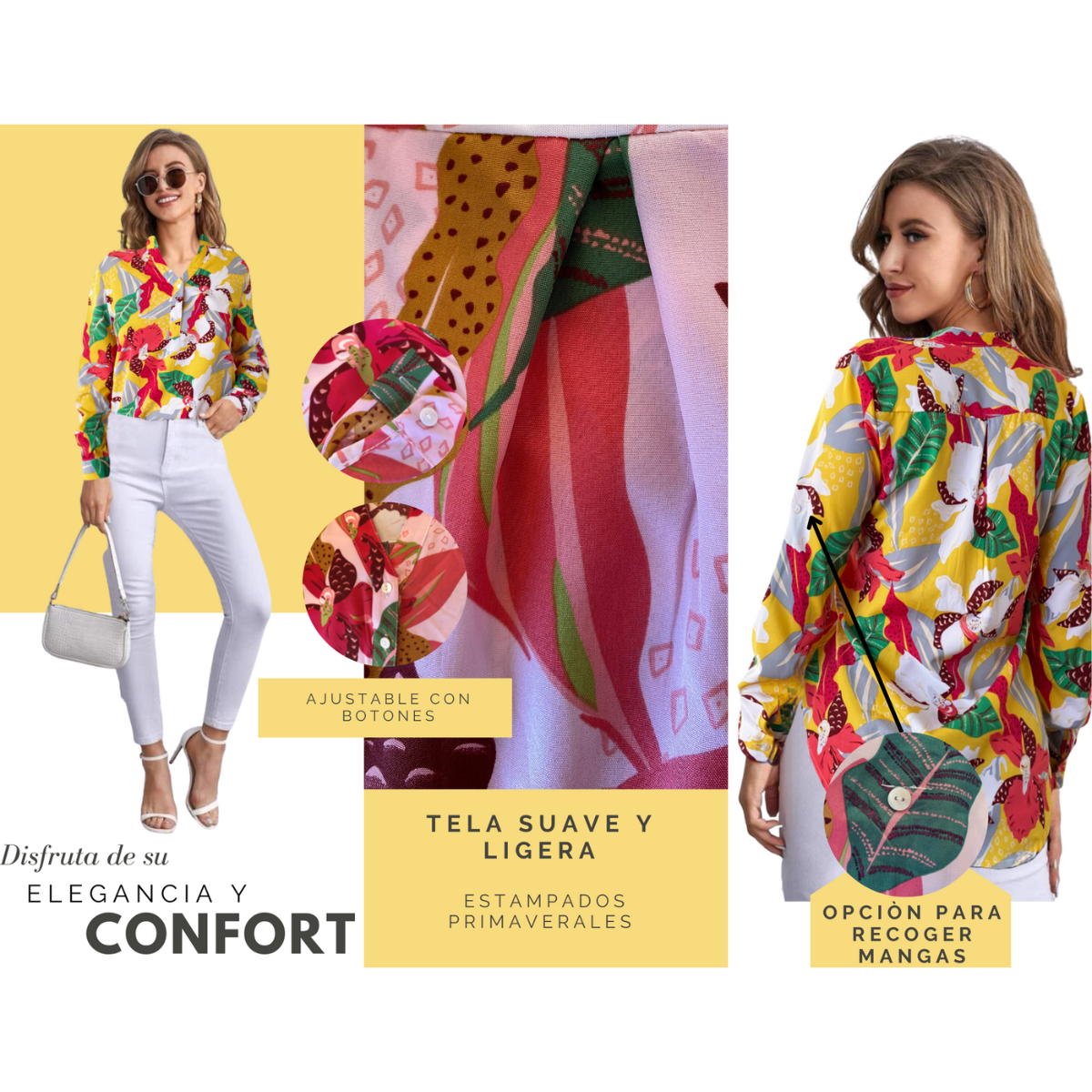 Camisas Mujer Blusa Elegante O Casual Dama Manga Larga Trend