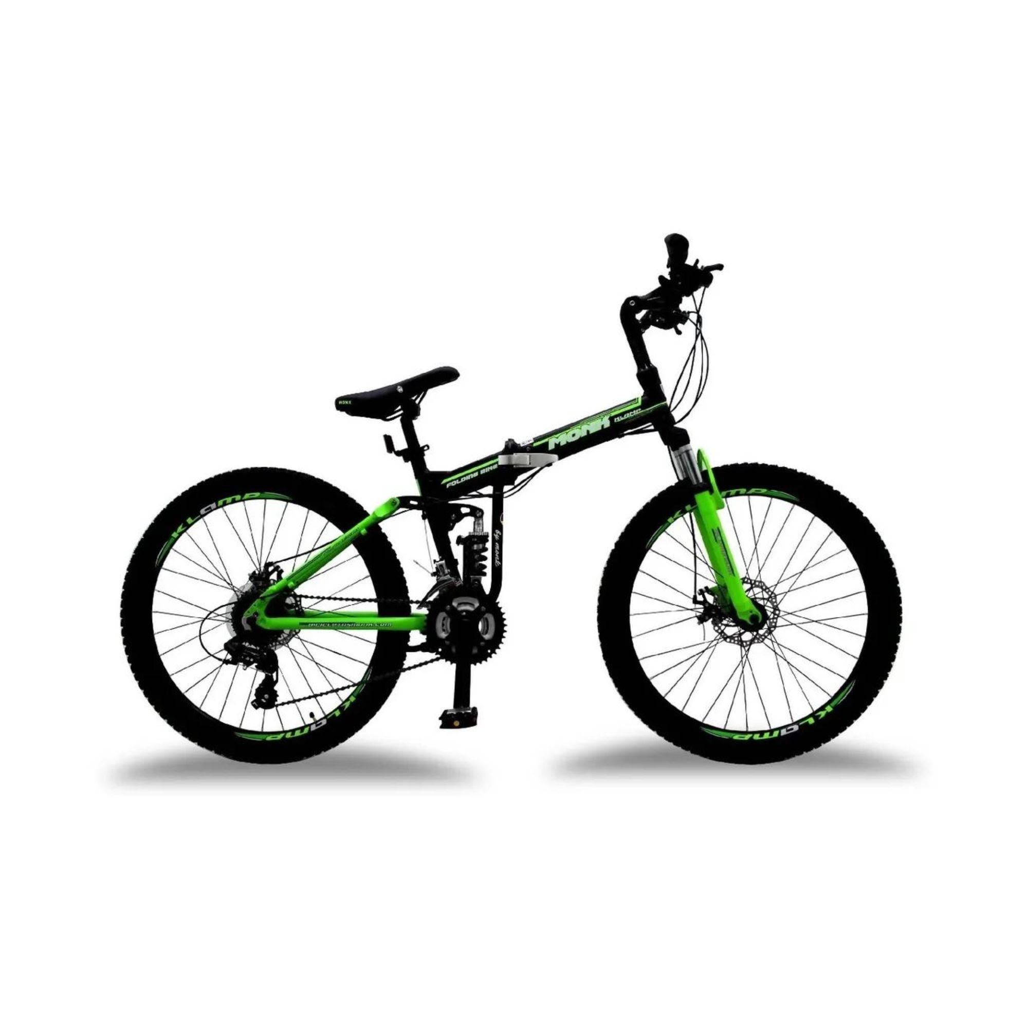 Bicicleta Klamp Monk Plegable De Doble Suspensión Rodada 26 Verde