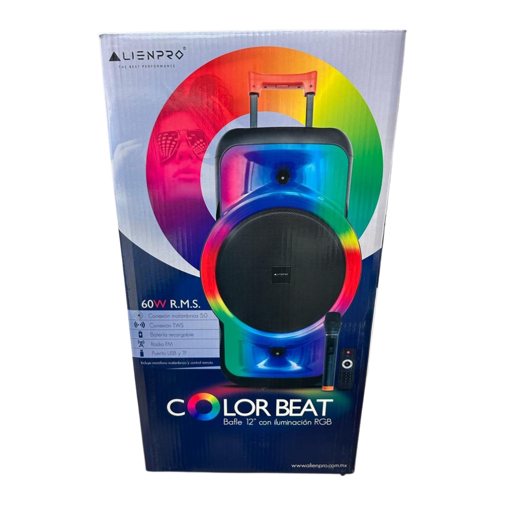 Bocina Inalámbrica Alien Pro Color Beat Potencia RMS 60 Watts - Negro