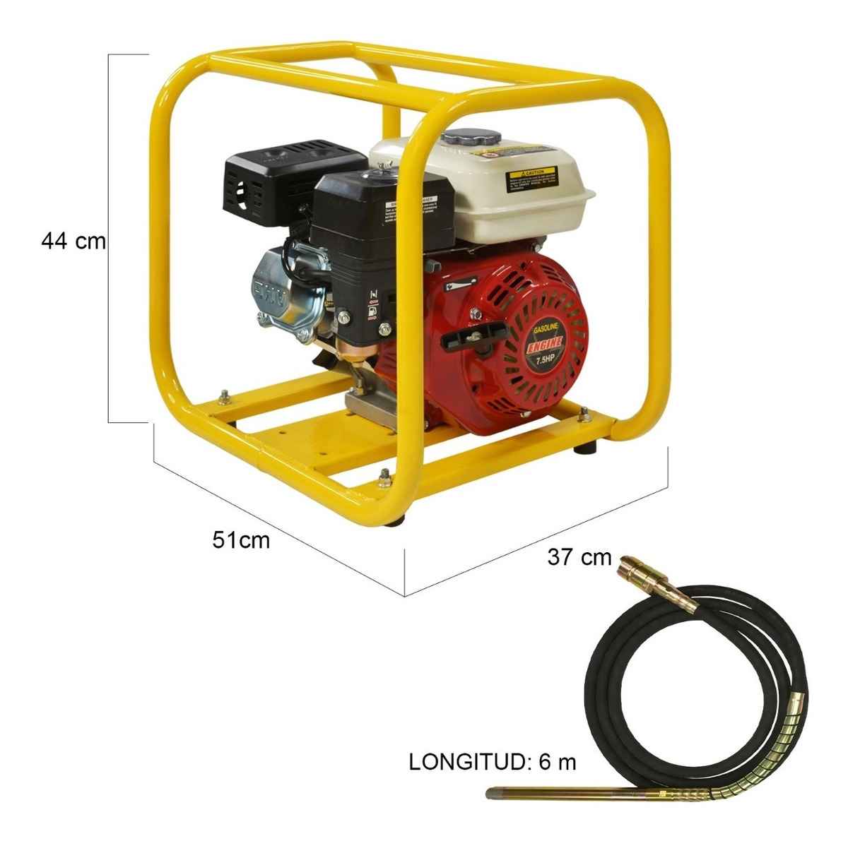 Vibrador Para Concreto 6.5 Hp Con Chicote 6m 30mm Uso Rudo