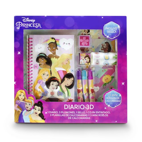 Mini libreta diario para niñas Princesas Disney con plumones