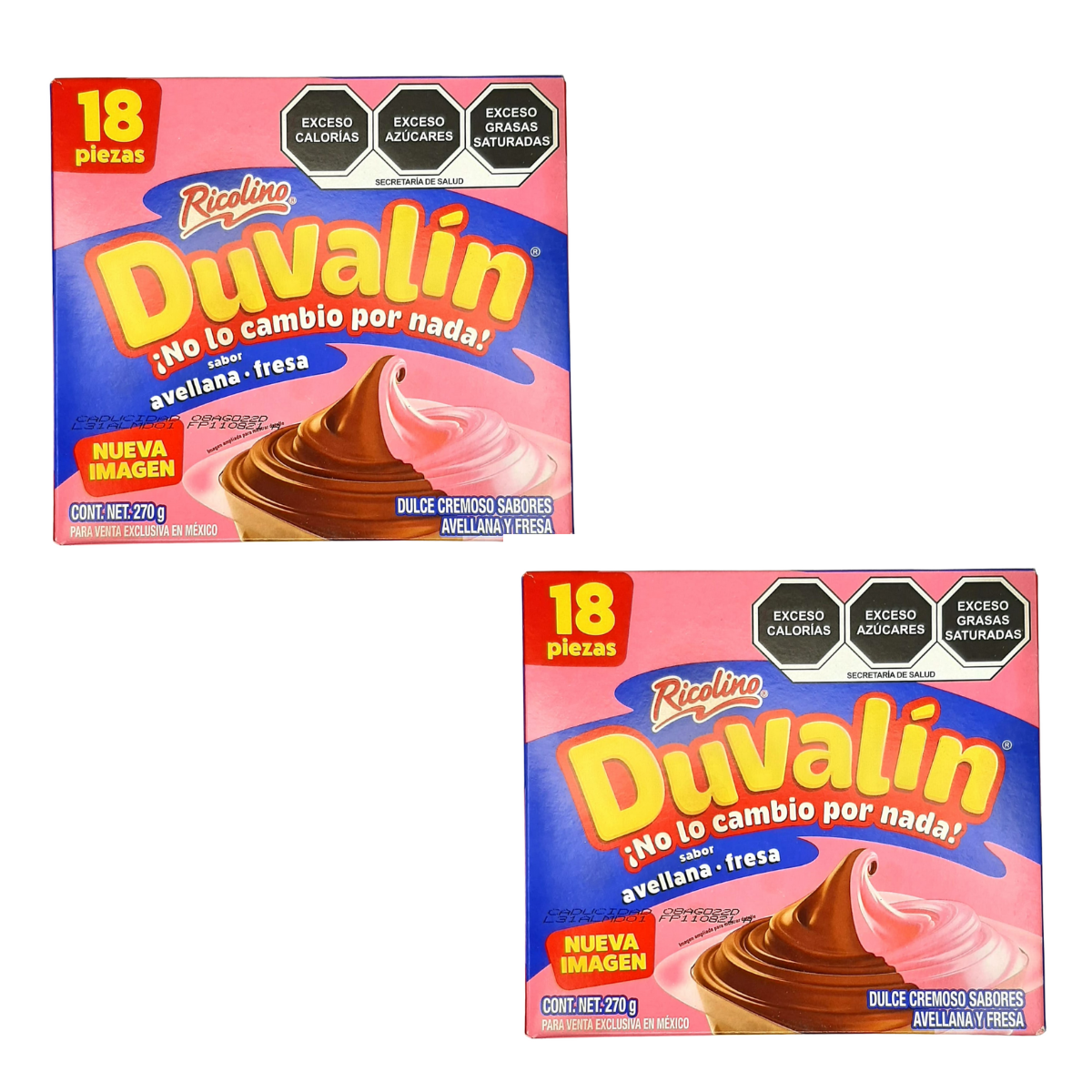 2 Pack - Duvalin Avellana / Fresa 18 Piezas