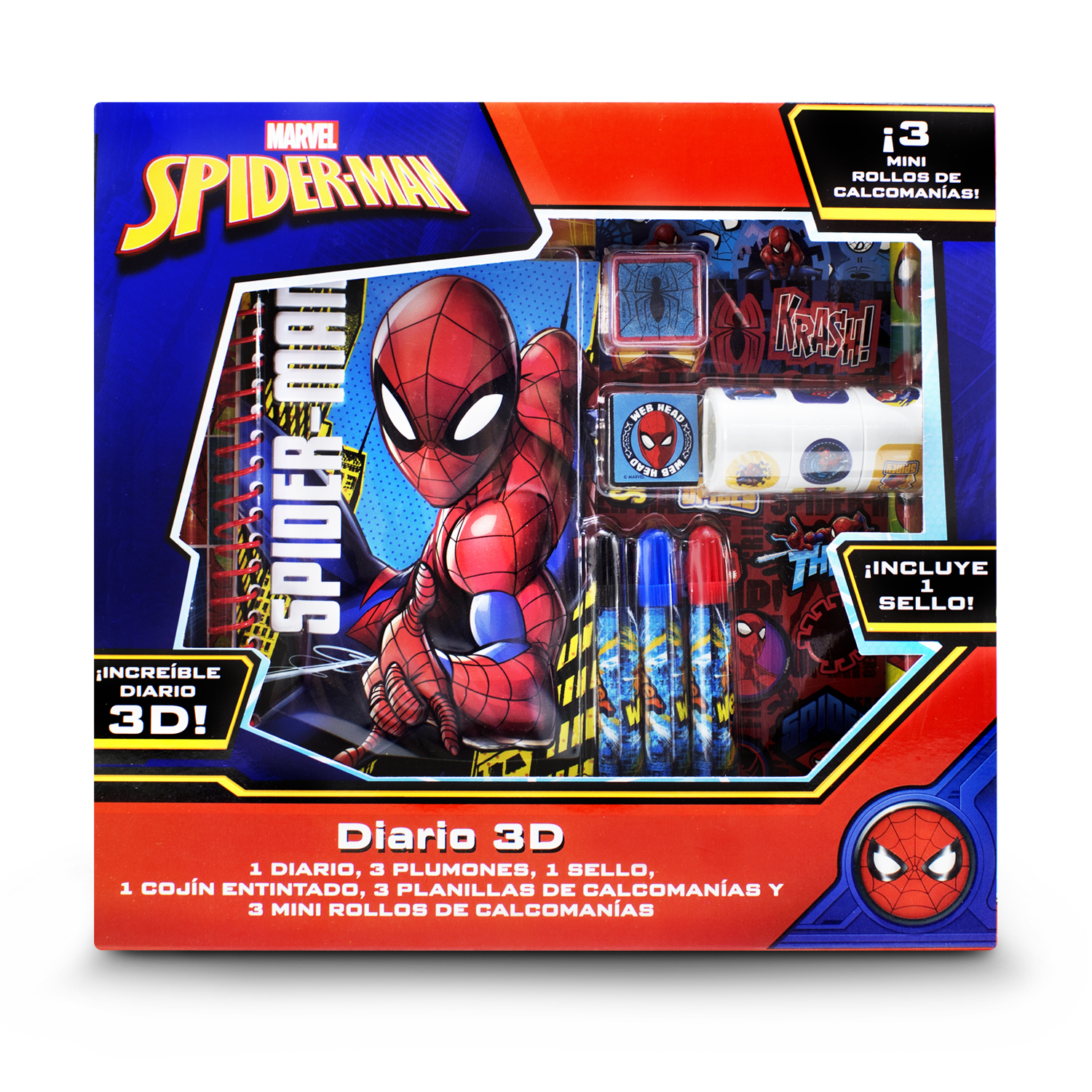 Diario 3D de Spiderman Marvel para niños librera para dibujar