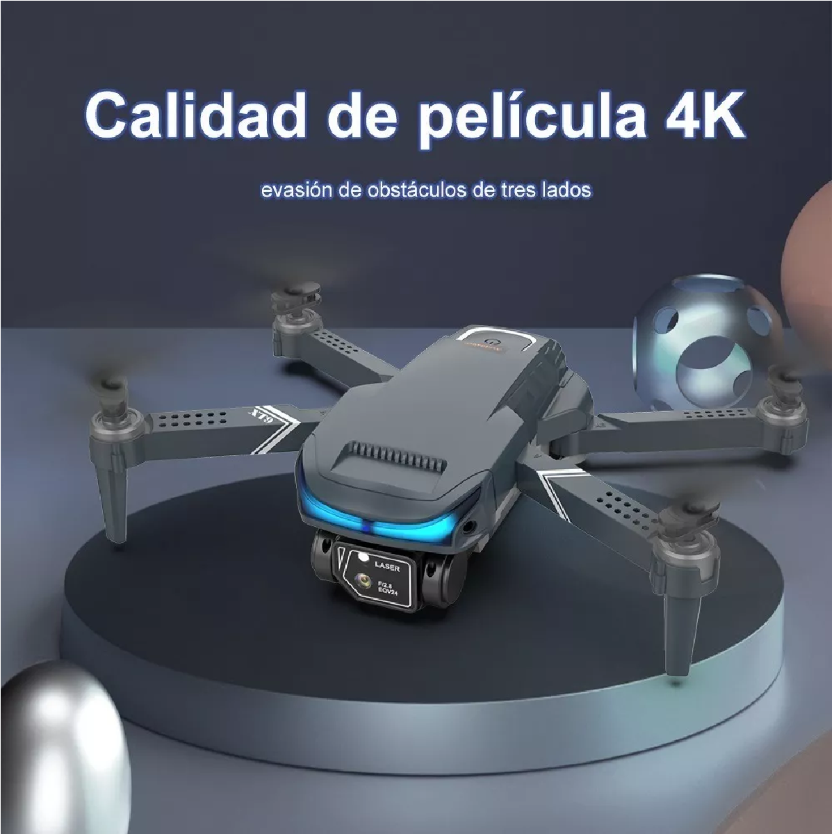 Mini Drone Rc Con Cámara 4k Hd Quadcopter + 2 Batería. Azul