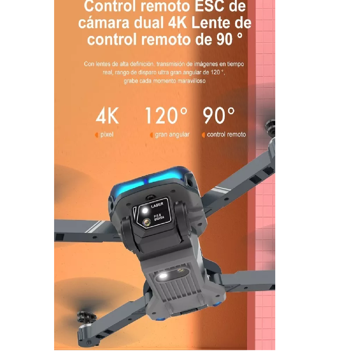 Mini Drone Rc Con Cámara 4k Hd Quadcopter + 2 Batería. Azul