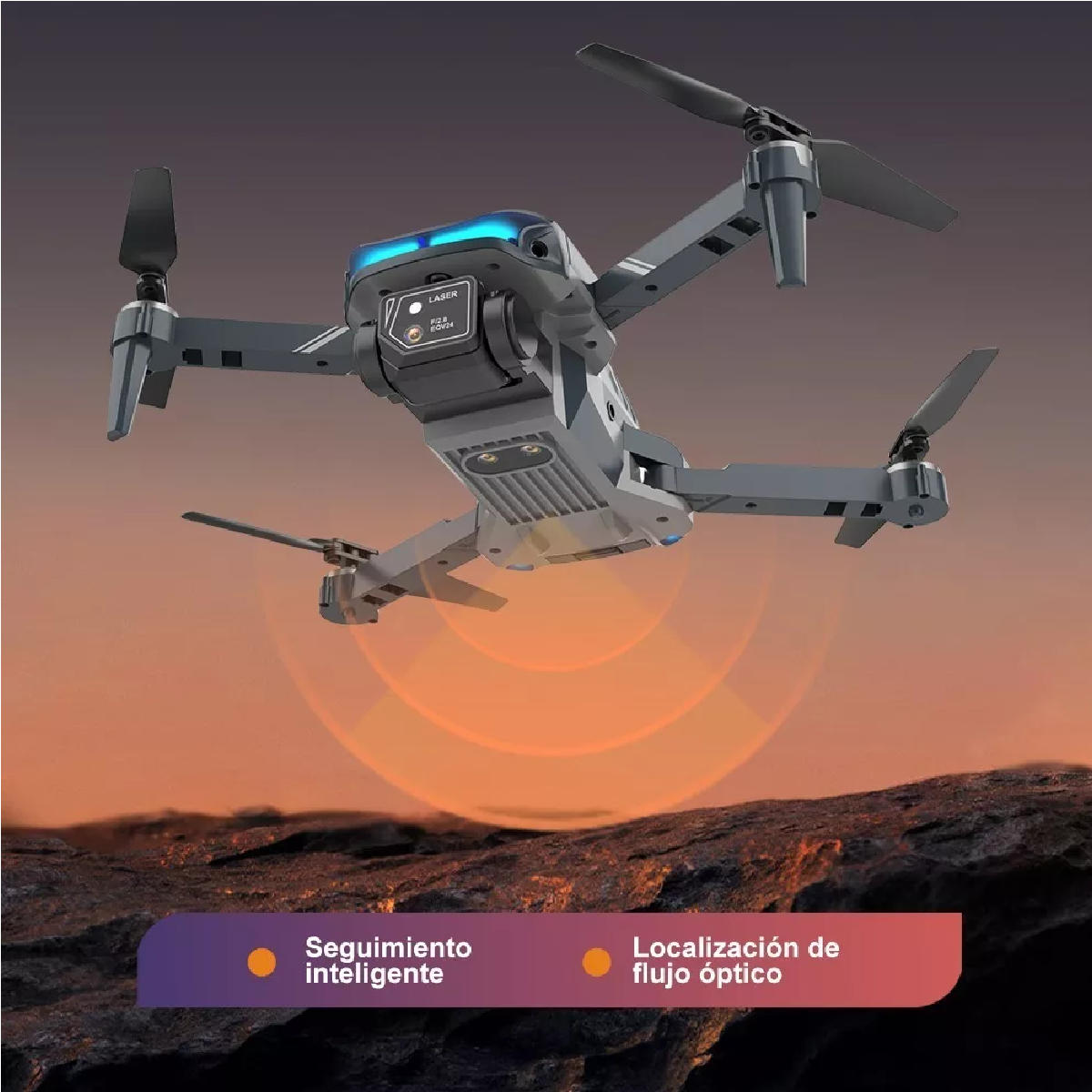 Mini Drone Rc Con Cámara 4k Hd Quadcopter + 2 Batería. Azul