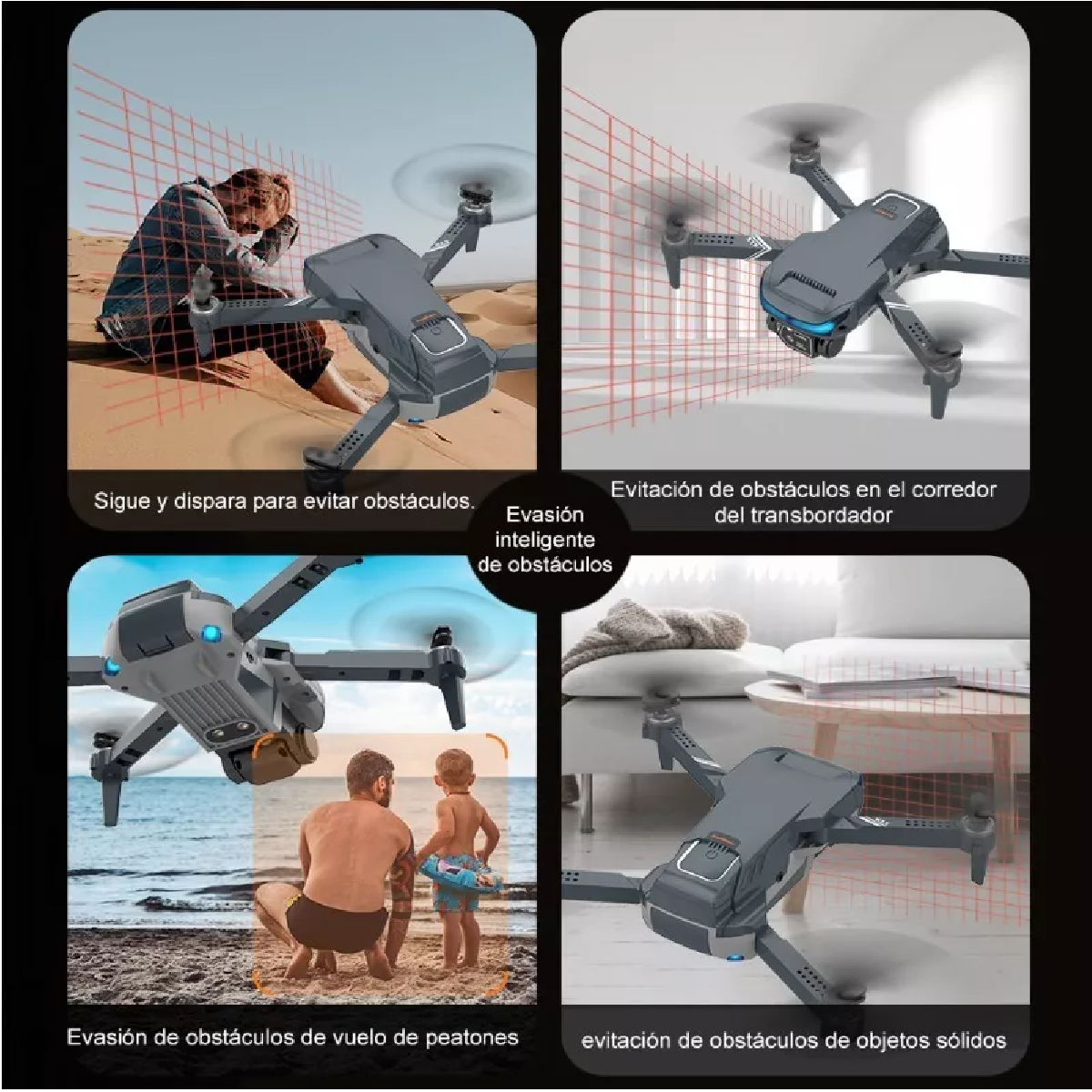 Mini Drone Rc Con Cámara 4k Hd Quadcopter + 2 Batería. Azul