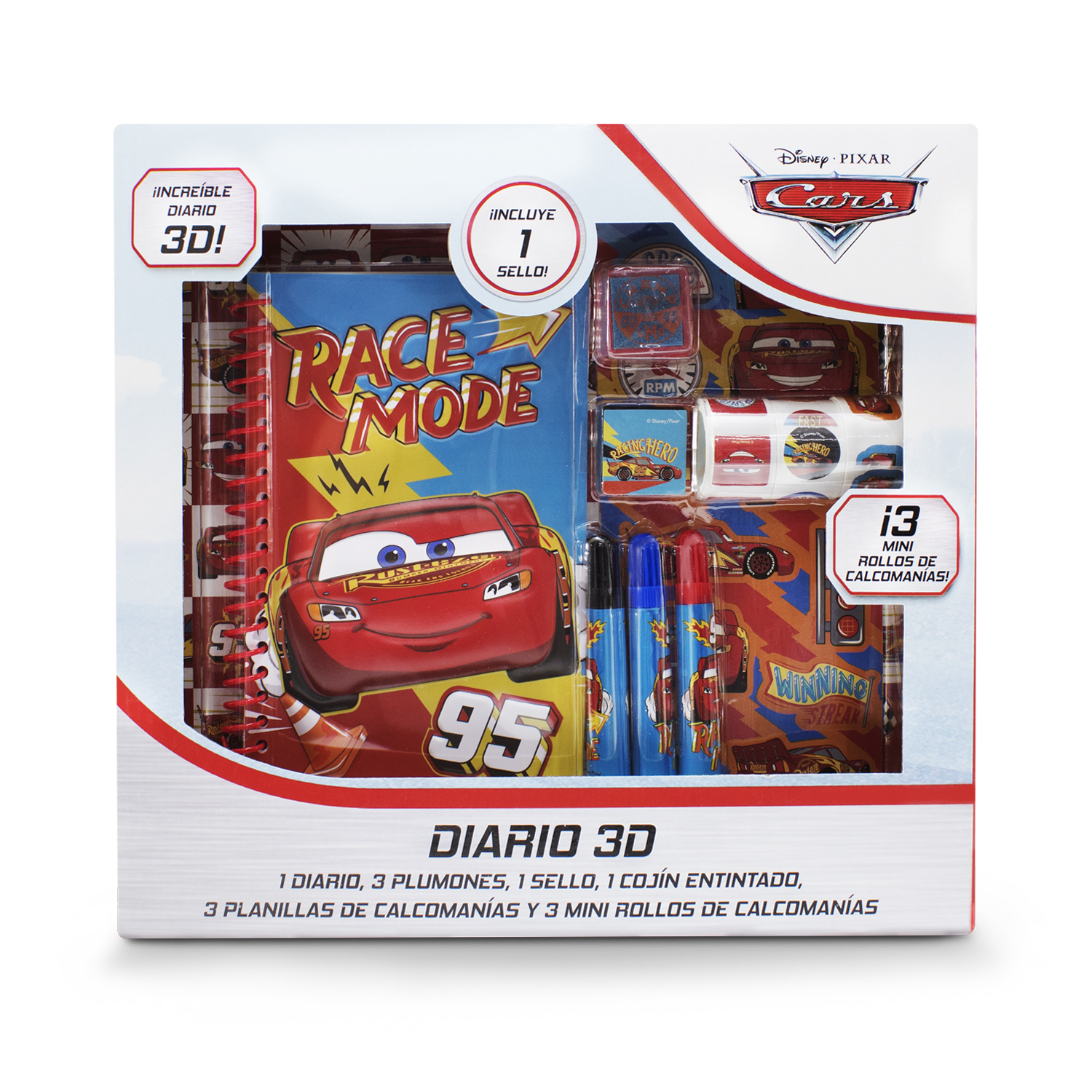 Diario 3D Cars Disney para niños colorear