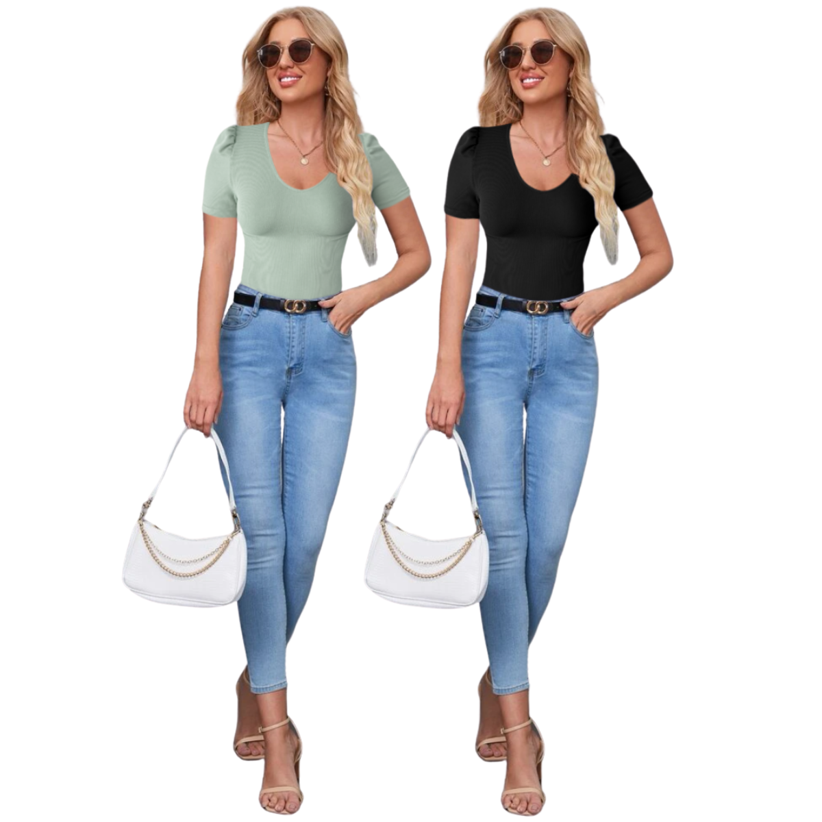Pack 2 Playeras Cuello V Casual O Deportiva Mujer Blusa Gym Dama Sport