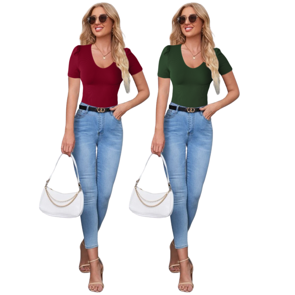 Pack 2 Playeras Cuello V Casual O Deportiva Mujer Blusa Gym Dama Sport