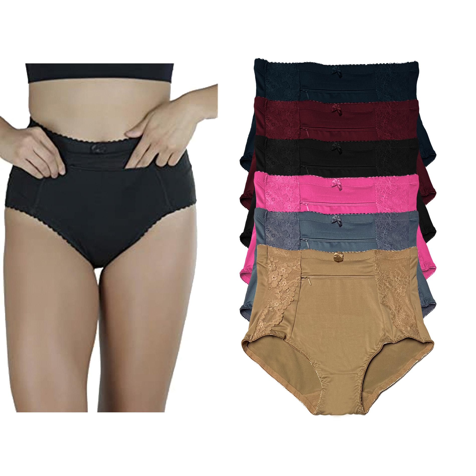 Paquete 6 Pantaletas Con Cierre Al Frente Tatys Fashion Pack Incluye 6 Diferentes Colores.